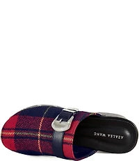 Azalea Wang Latifah Studded Plaid Western Buckle Hardware Platform Clogs