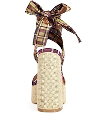 Azalea Wang Lazuli Plaid Ankle Tie Platform Block Heel Sandals