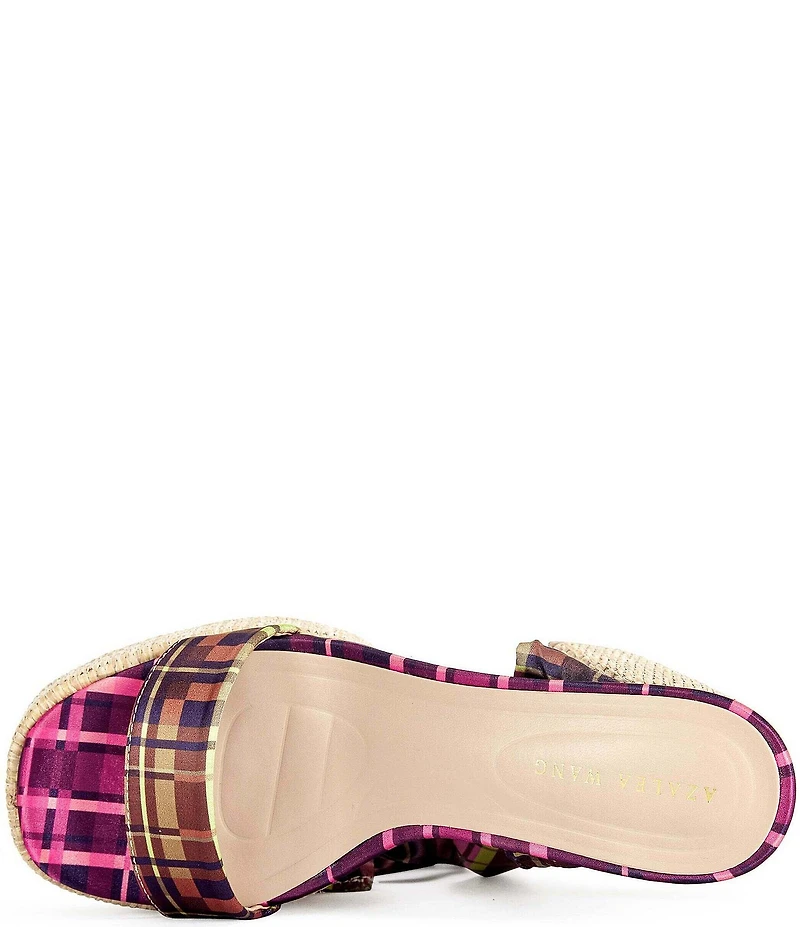 Azalea Wang Lazuli Plaid Ankle Tie Platform Block Heel Sandals