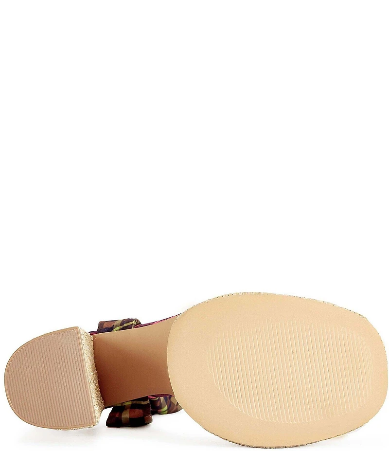 Azalea Wang Lazuli Plaid Ankle Tie Platform Block Heel Sandals