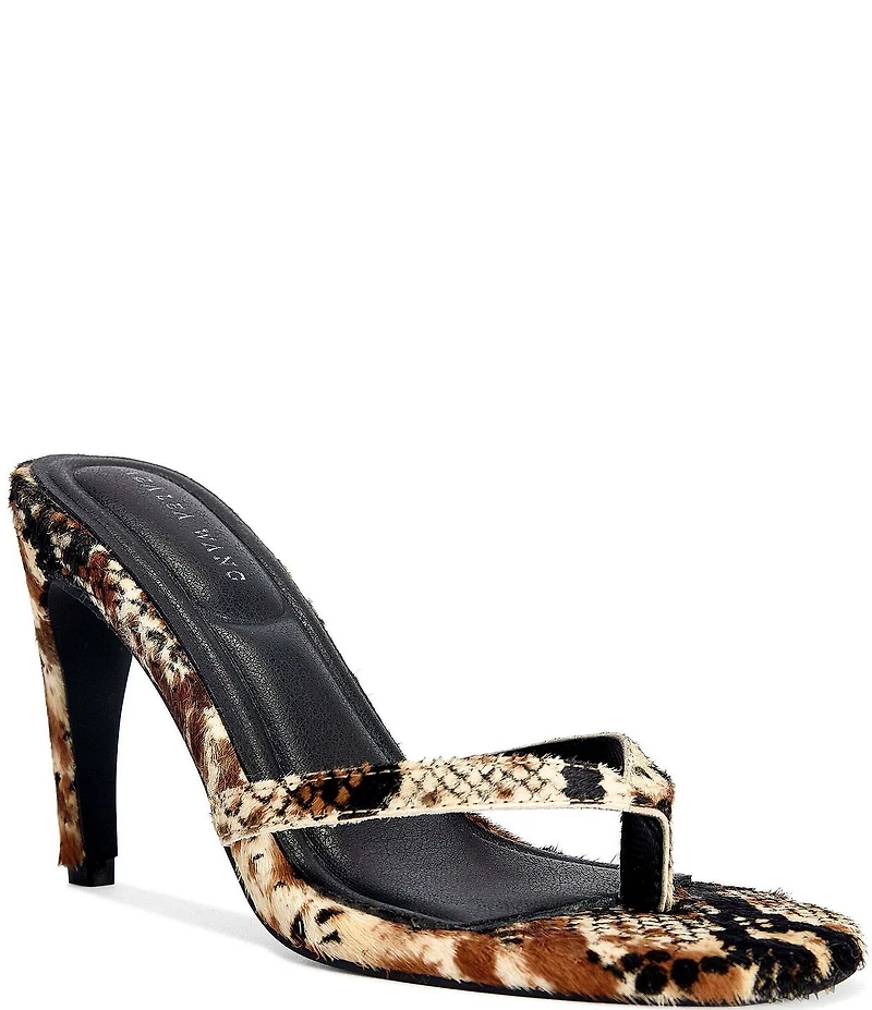 Azalea Wang Lewis Printed Calf Hair Thong Slide Sandals