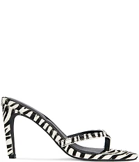 Azalea Wang Lewis Zebra Print Calf Hair Thong Slide Sandals