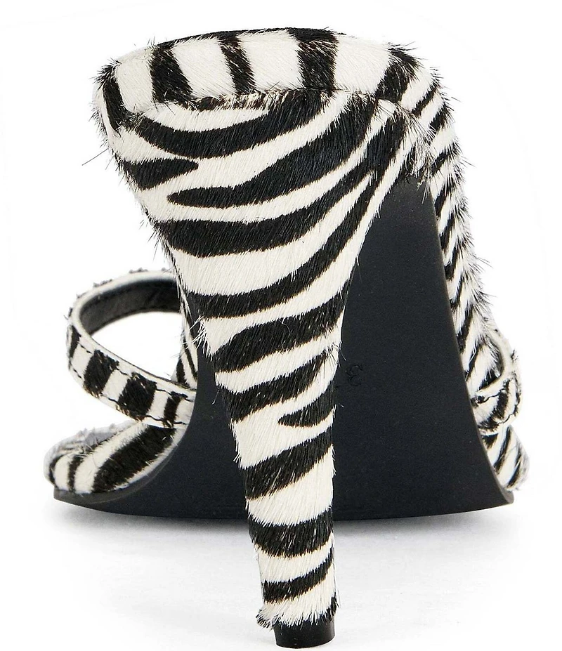 Azalea Wang Lewis Zebra Print Calf Hair Thong Slide Sandals