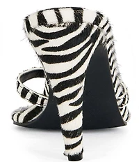 Azalea Wang Lewis Zebra Print Calf Hair Thong Slide Sandals