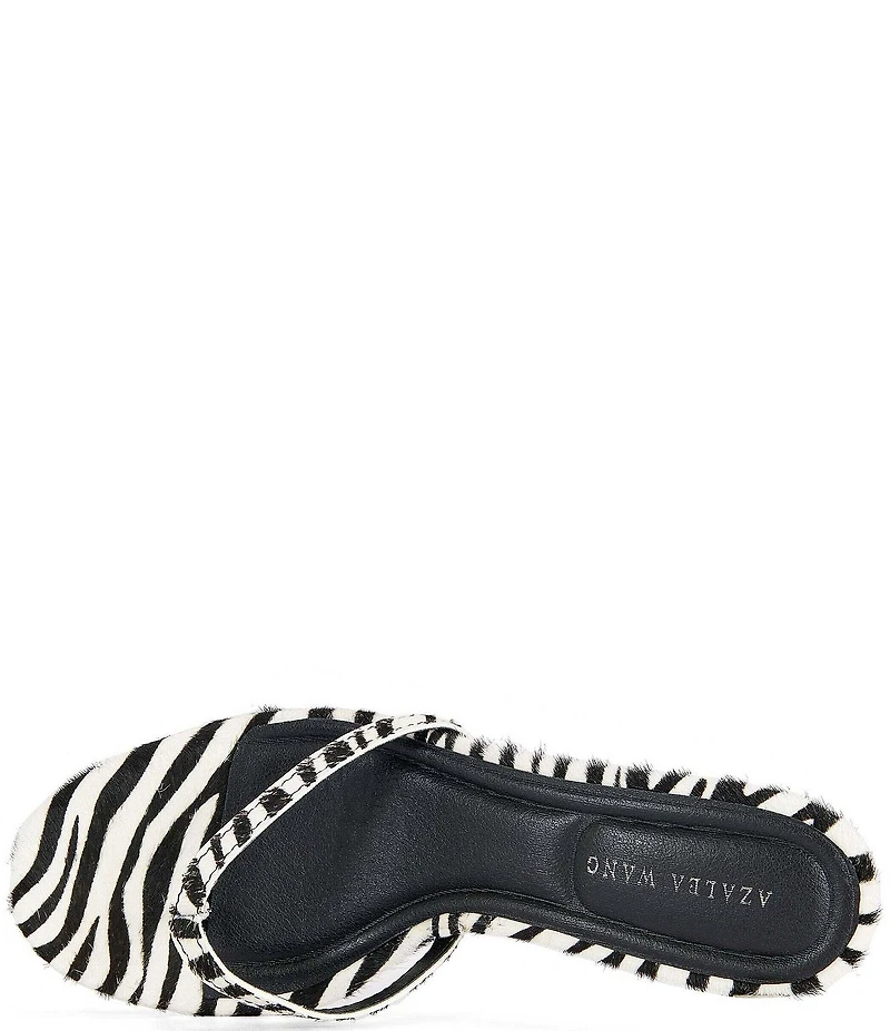 Azalea Wang Lewis Zebra Print Calf Hair Thong Slide Sandals