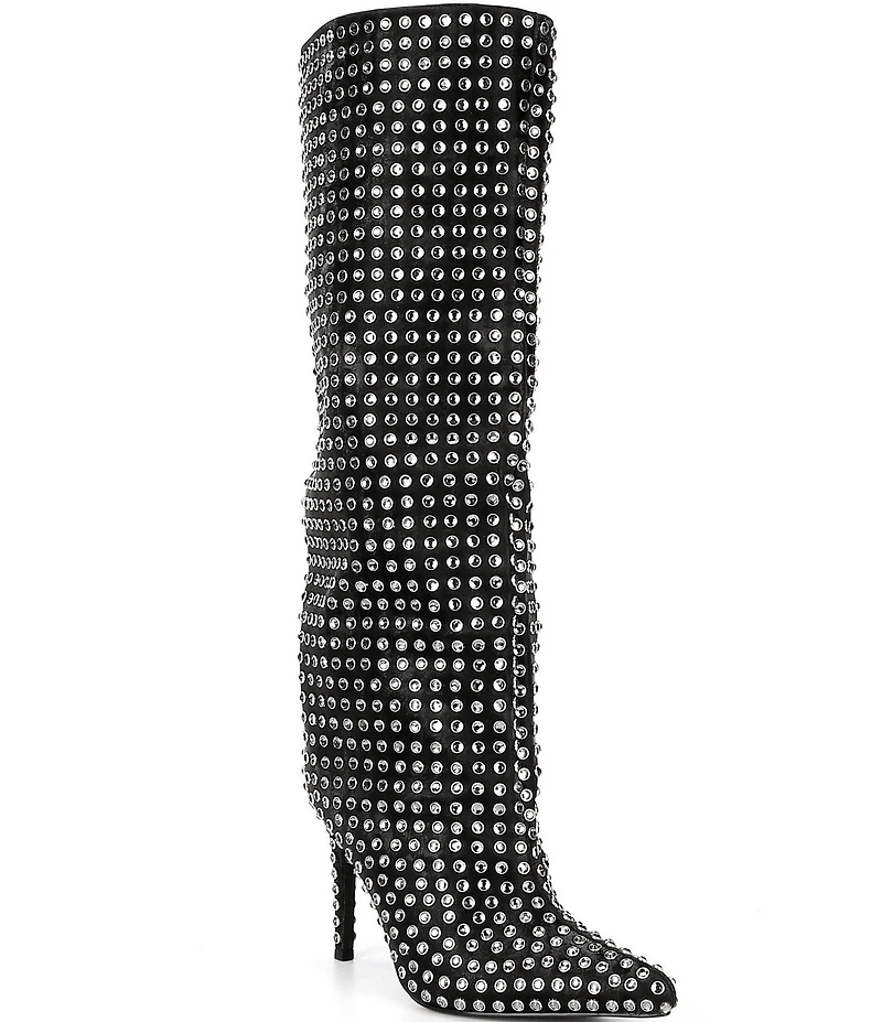 Azalea Wang Lis Rhinestone Tall Stiletto Boots