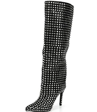 Azalea Wang Lis Rhinestone Tall Stiletto Boots