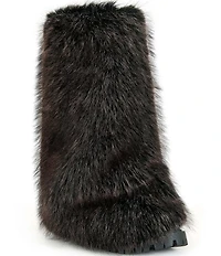 Azalea Wang Lisboa Faux Fur Fold Over Lug Sole Tall Boots