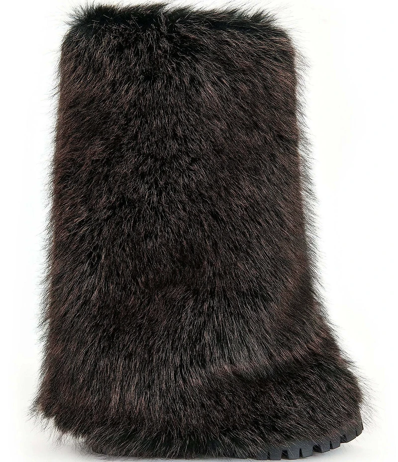 Azalea Wang Lisboa Faux Fur Fold Over Lug Sole Tall Boots