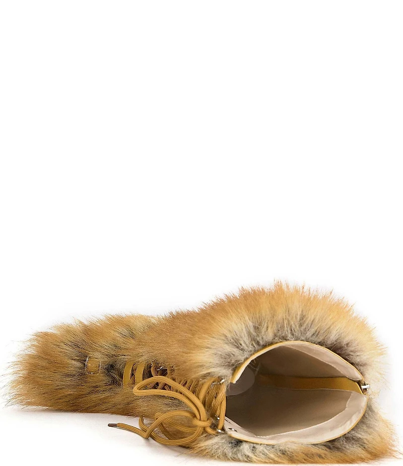 Azalea Wang Lourdanne Faux Fur Lace Up Stiletto Boots