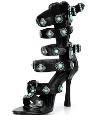 Azalea Wang Macaw Turquoise Buckle Gladiator Dress Sandals