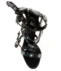 Azalea Wang Macaw Turquoise Buckle Gladiator Dress Sandals