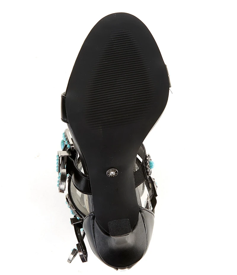 Azalea Wang Macaw Turquoise Buckle Gladiator Dress Sandals