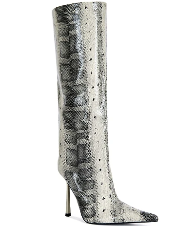 Azalea Wang Madeye Snake Print Stiletto Boots