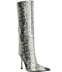 Azalea Wang Madeye Snake Print Stiletto Boots