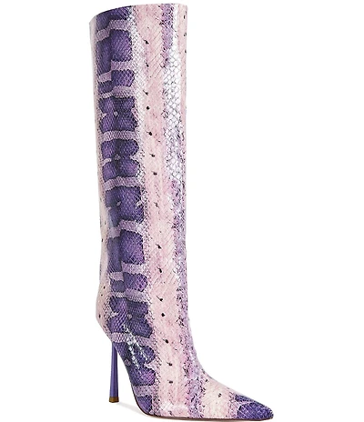 Azalea Wang Madeye Snake Print Stiletto Boots