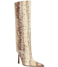 Azalea Wang Madeye Snake Print Stiletto Boots