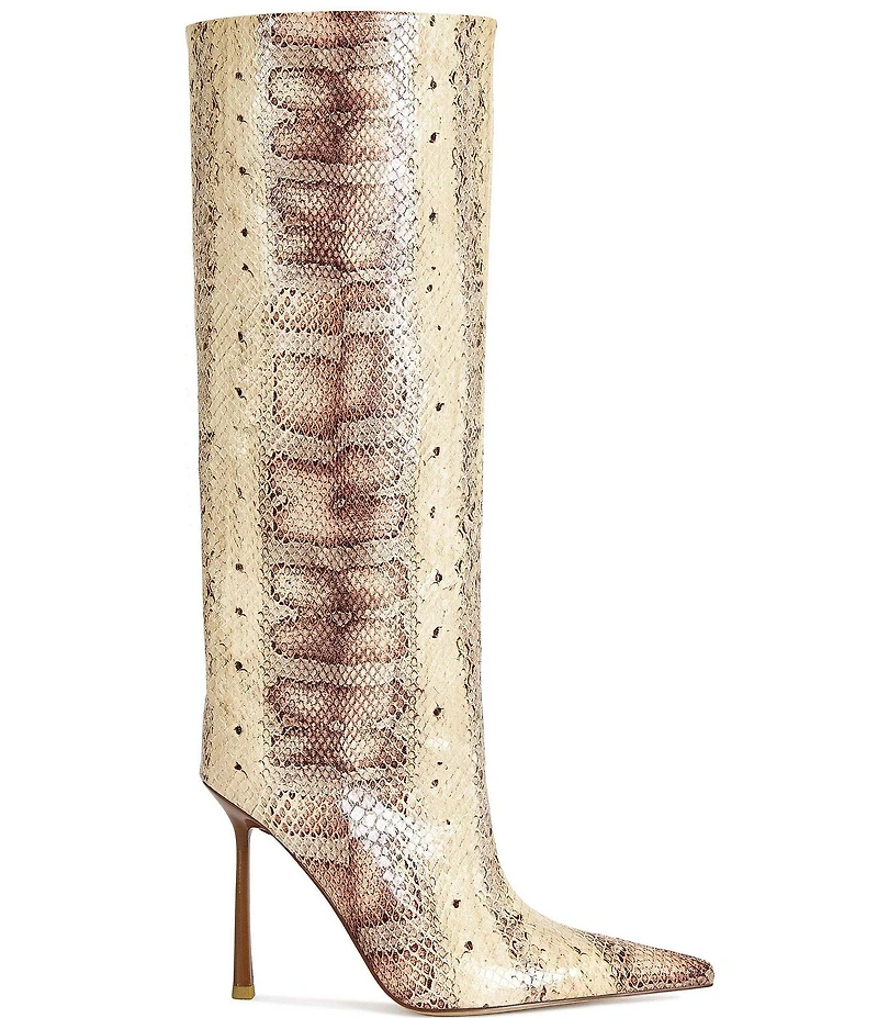 Azalea Wang Madeye Snake Print Stiletto Boots
