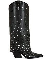 Azalea Wang Madlock Rhinestone Grommet Foldover Tall Boots