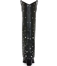 Azalea Wang Madlock Rhinestone Grommet Foldover Tall Boots