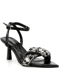 Azalea Wang Mael Rhinestone and Pearl Ornamented Dress Sandals
