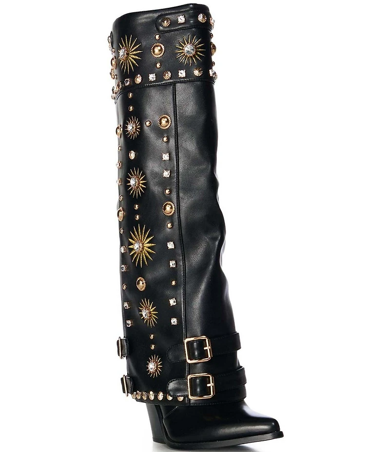 Azalea Wang Mahmoud Ornamented Foldover Boots