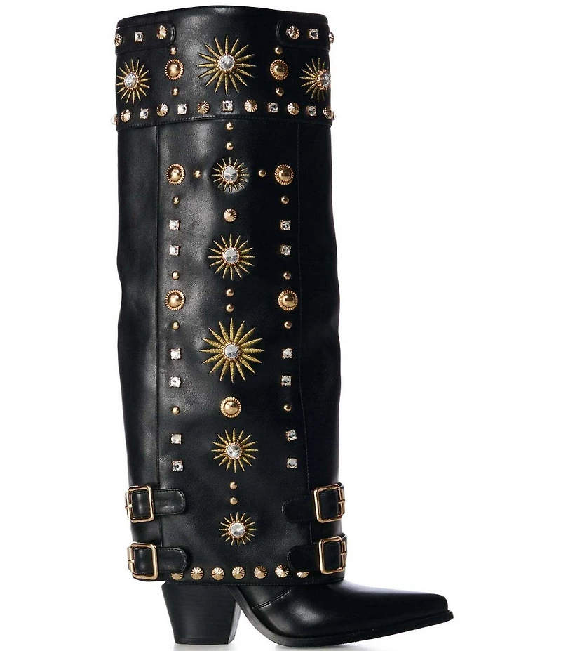Azalea Wang Mahmoud Ornamented Foldover Boots