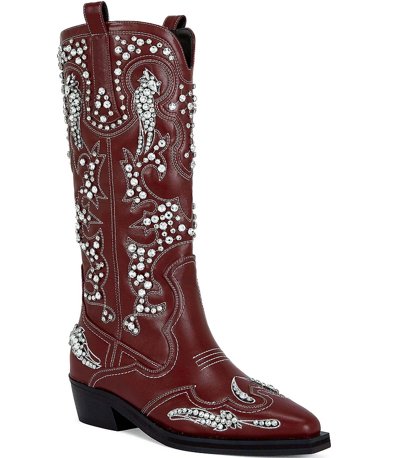 Azalea Wang Maisie Rhinestone Studded Western Boots