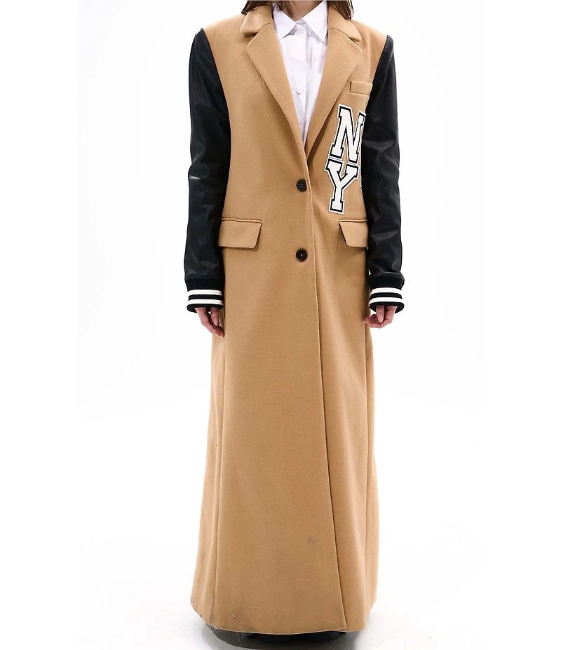 Azalea Wang Malone Solid Notch Collar Midweight Button Front Maxi Jacket