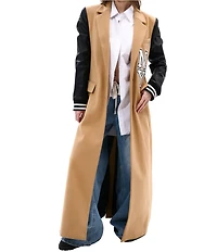 Azalea Wang Malone Solid Notch Collar Midweight Button Front Maxi Jacket
