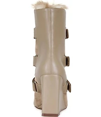 Azalea Wang Maranette Faux Fur Accent Pointed Toe Wedge Booties