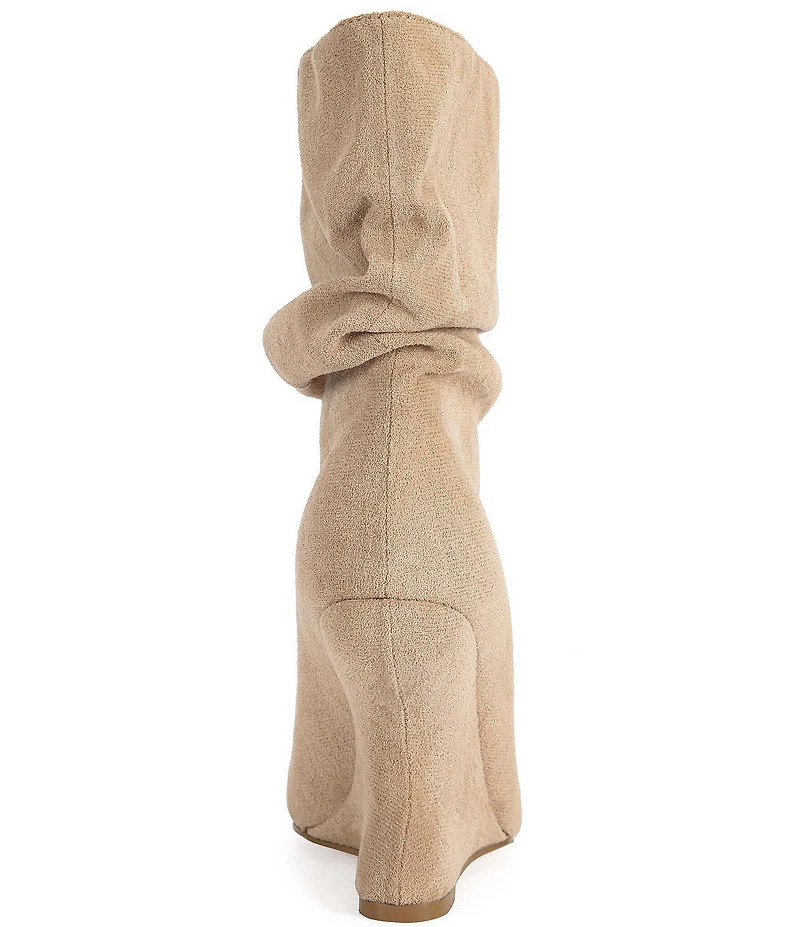 Azalea Wang Marin Slouch Shaft Sculpted Wedge Open Toe Mid Shooties