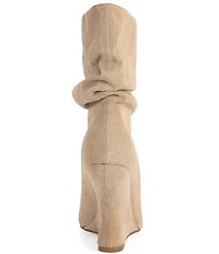 Azalea Wang Marin Slouch Shaft Sculpted Wedge Open Toe Mid Shooties