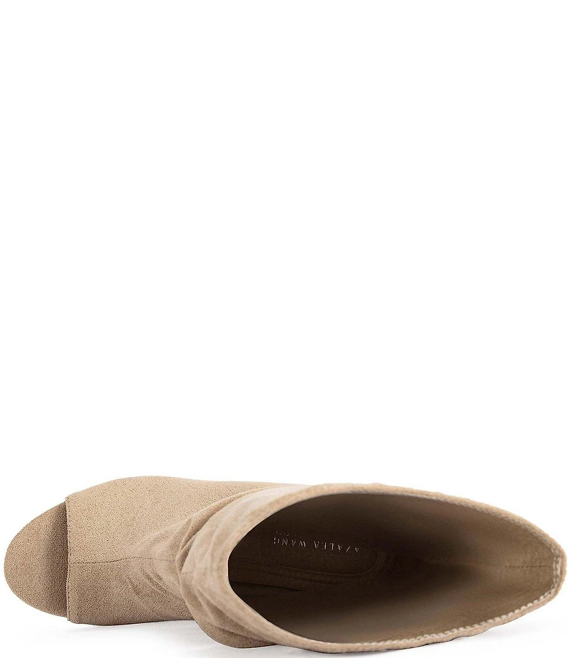 Azalea Wang Marin Slouch Shaft Sculpted Wedge Open Toe Mid Shooties