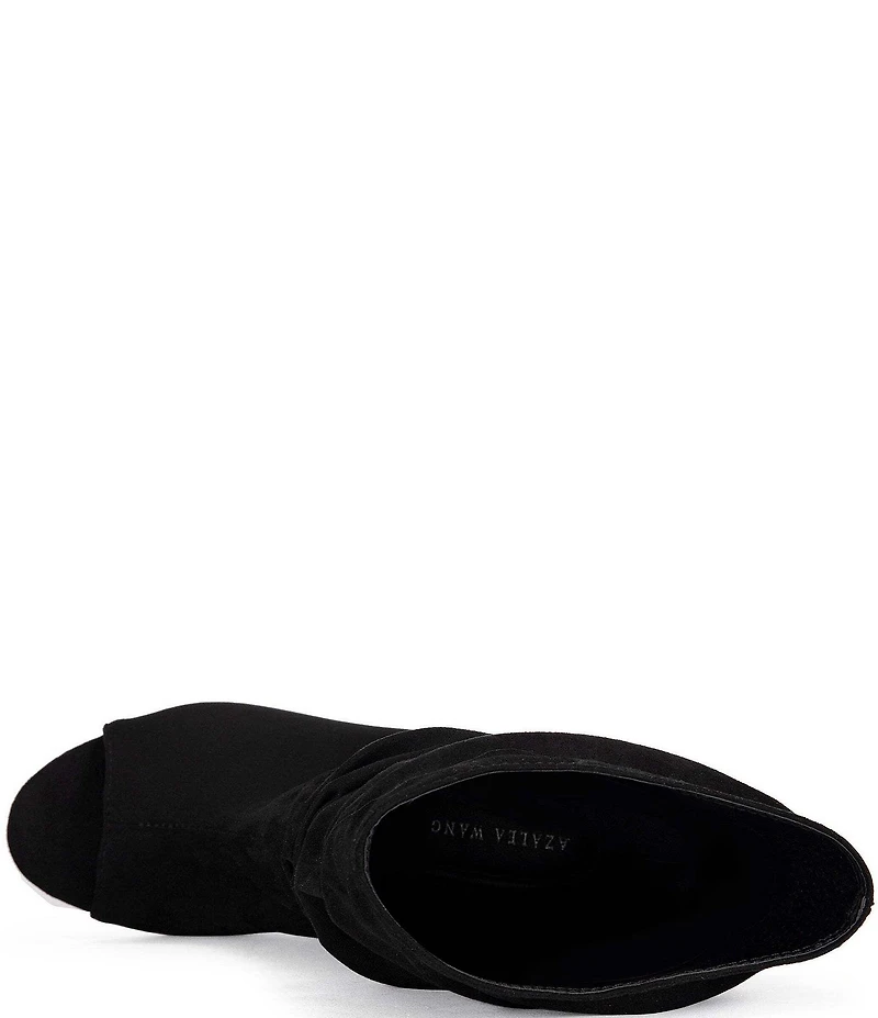 Azalea Wang Marin Slouch Shaft Sculpted Wedge Open Toe Mid Shooties