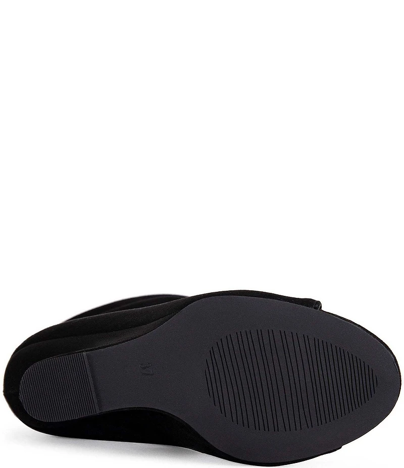 Azalea Wang Marin Slouch Shaft Sculpted Wedge Open Toe Mid Shooties