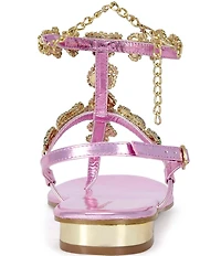 Azalea Wang Marinella Jeweled Embellished Ankle Wrap Thong Sandals