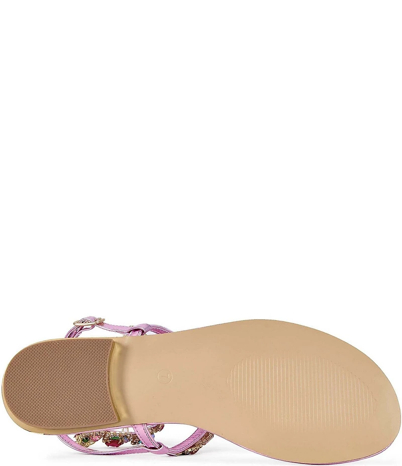 Azalea Wang Marinella Jeweled Embellished Ankle Wrap Thong Sandals