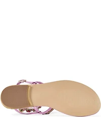 Azalea Wang Marinella Jeweled Embellished Ankle Wrap Thong Sandals