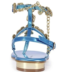 Azalea Wang Marinella Jeweled Embellished Ankle Wrap Thong Sandals