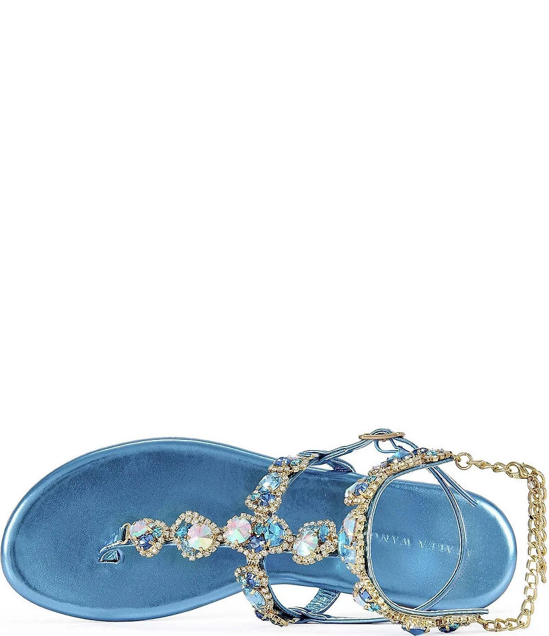 Azalea Wang Marinella Jeweled Embellished Ankle Wrap Thong Sandals