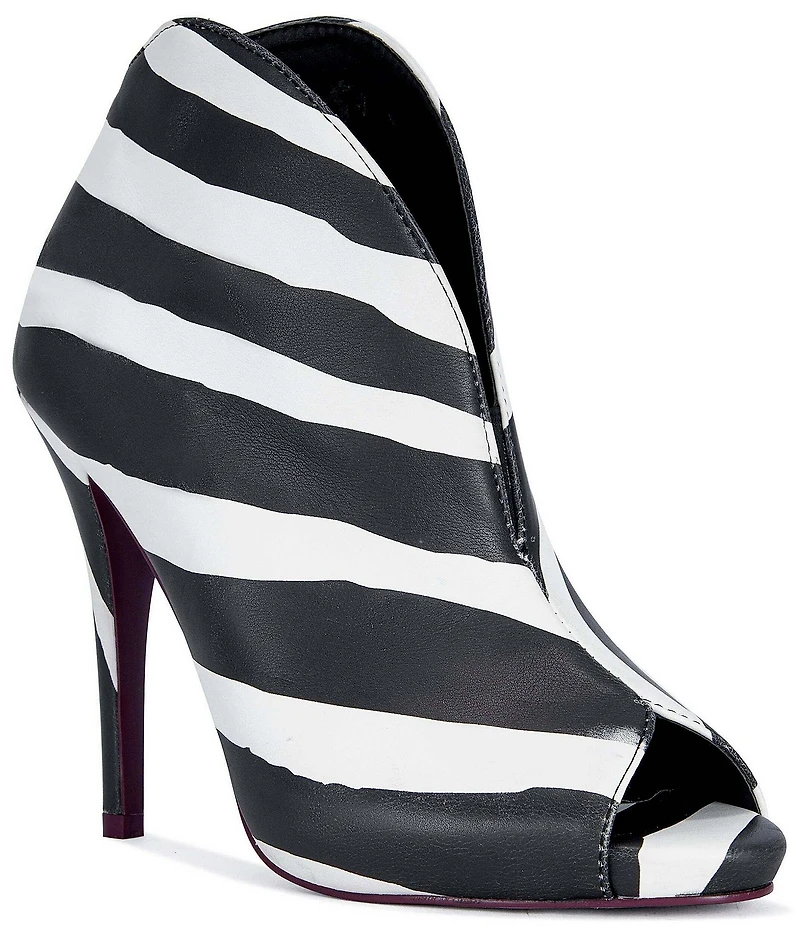 Azalea Wang Marisol Zebra Print Peep Toe Ankle Booties