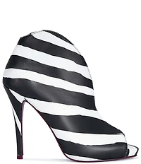 Azalea Wang Marisol Zebra Print Peep Toe Ankle Booties