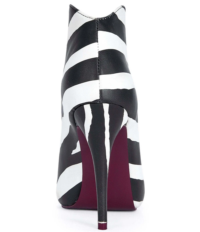Azalea Wang Marisol Zebra Print Peep Toe Ankle Booties