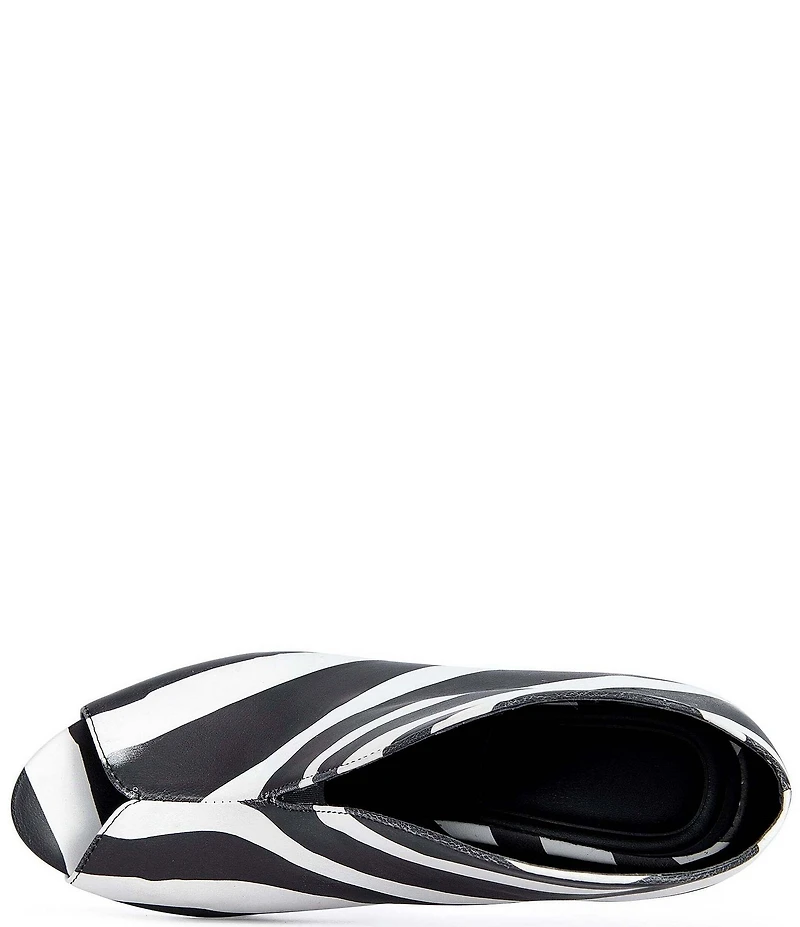 Azalea Wang Marisol Zebra Print Peep Toe Ankle Booties