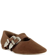 Azalea Wang Marius Western Buckle Double Strap Mary Jane Ballet Flats
