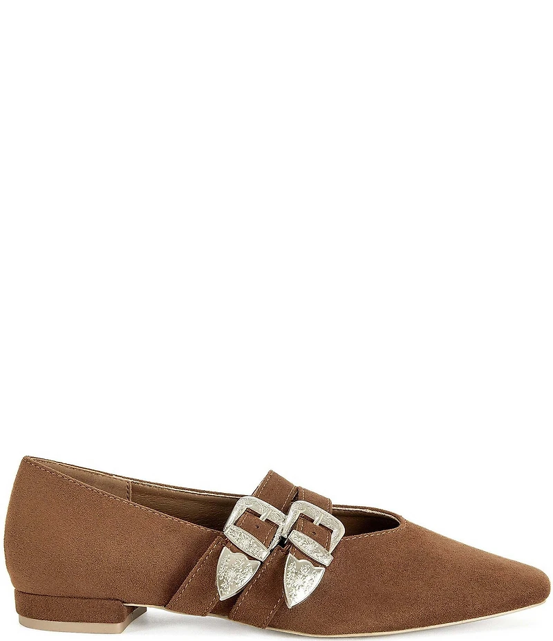 Azalea Wang Marius Western Buckle Double Strap Mary Jane Ballet Flats