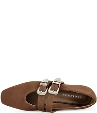 Azalea Wang Marius Western Buckle Double Strap Mary Jane Ballet Flats