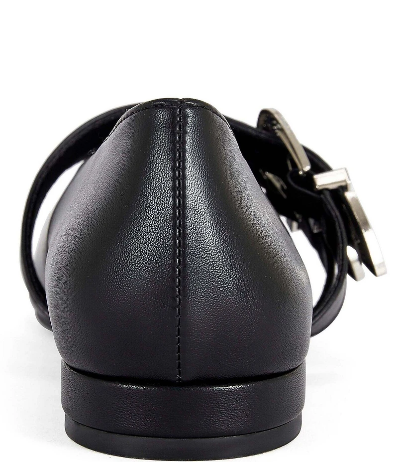 Azalea Wang Marius Western Buckle Double Strap Mary Jane Ballet Flats