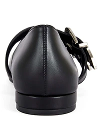 Azalea Wang Marius Western Buckle Double Strap Mary Jane Ballet Flats